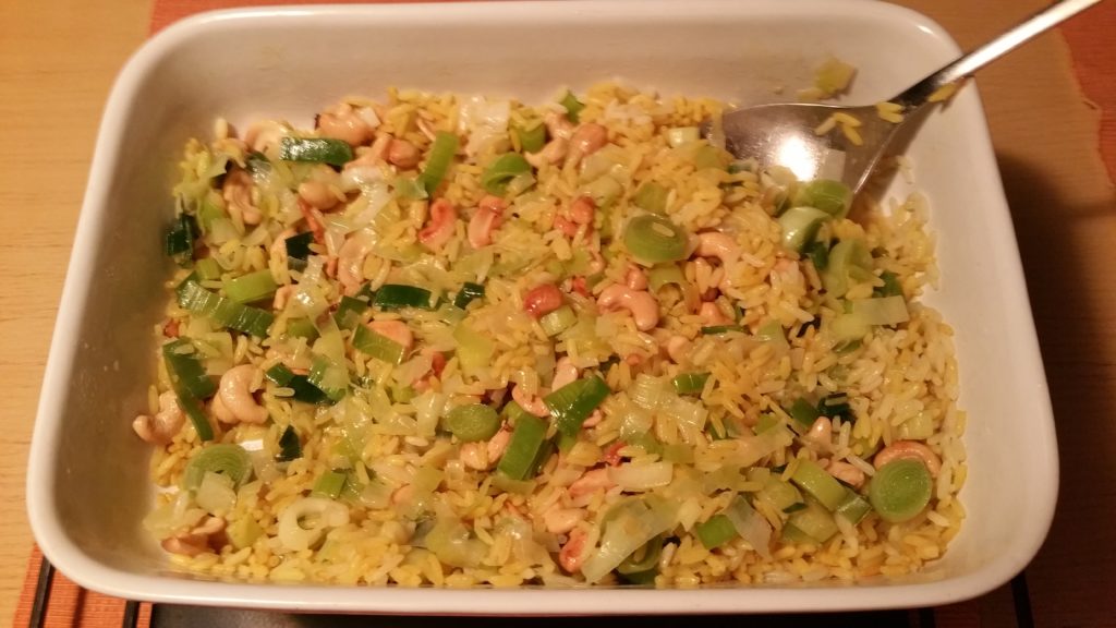 Lauch-Curry-Reispfanne - vegan und munter